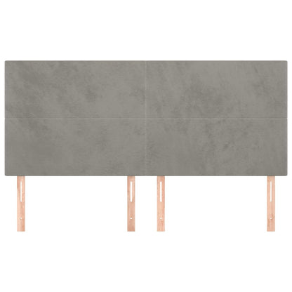 Čelo Postele 4 Ks Světle Šedé 100 X 5 X 78/88 Cm Samet Světle Šedá