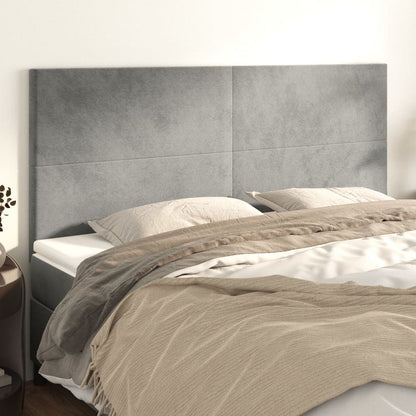 Čelo Postele 4 Ks Světle Šedé 100 X 5 X 78/88 Cm Samet Světle Šedá