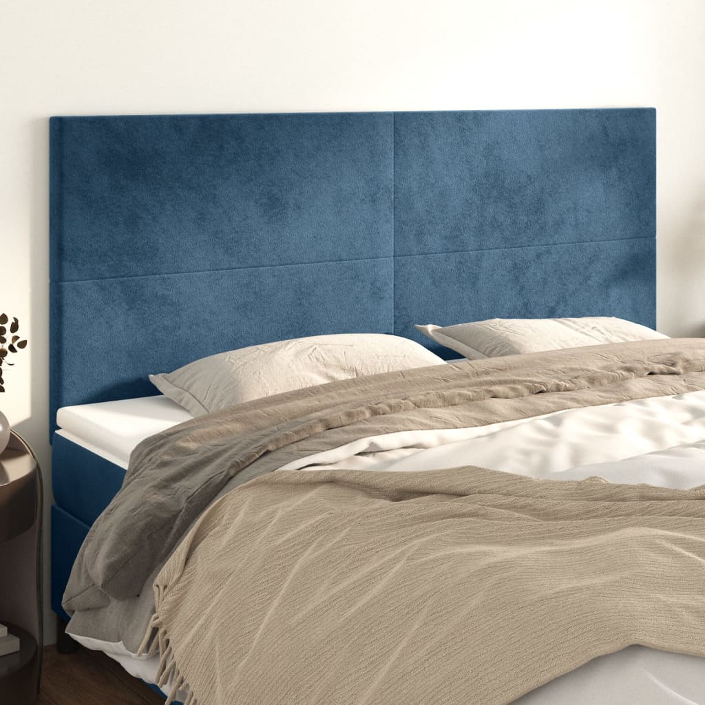 Čelo Postele Tmavě Modré 90X5X78/88 Cm Samet Tmavě Moddrá
