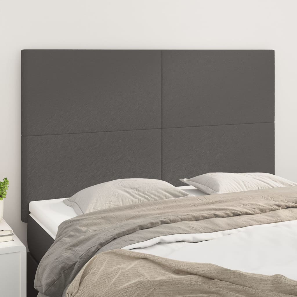 Čelo Postele 4 Ks Šedé 90X5X78/88 Cm Umělá Kůže Šedá