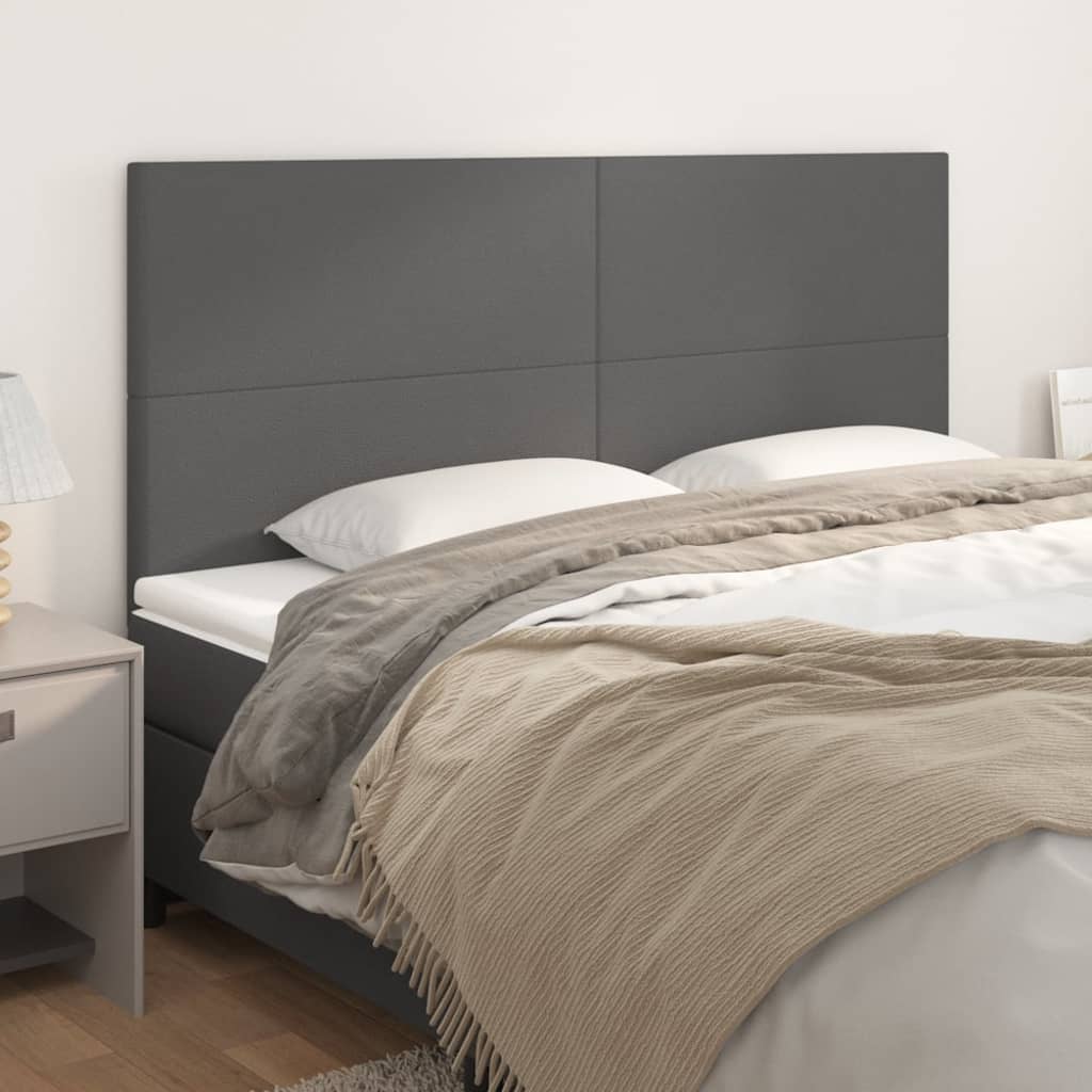 Čelo Postele 4 Ks Šedé 90X5X78/88 Cm Umělá Kůže Šedá