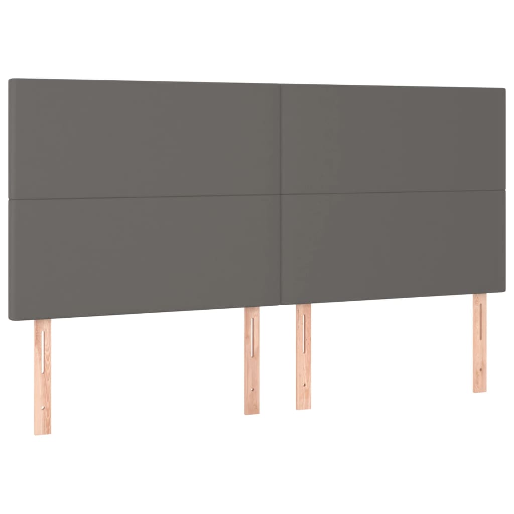 Čelo Postele 4 Ks Šedé 90X5X78/88 Cm Umělá Kůže Šedá
