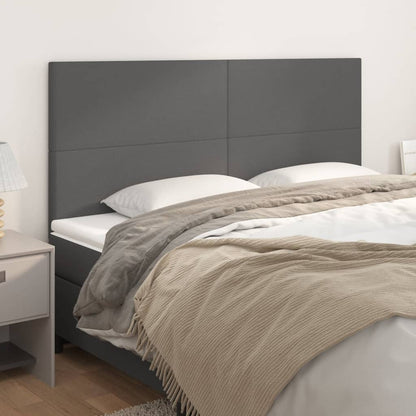 Čelo Postele 4 Ks Šedé 90X5X78/88 Cm Umělá Kůže Šedá