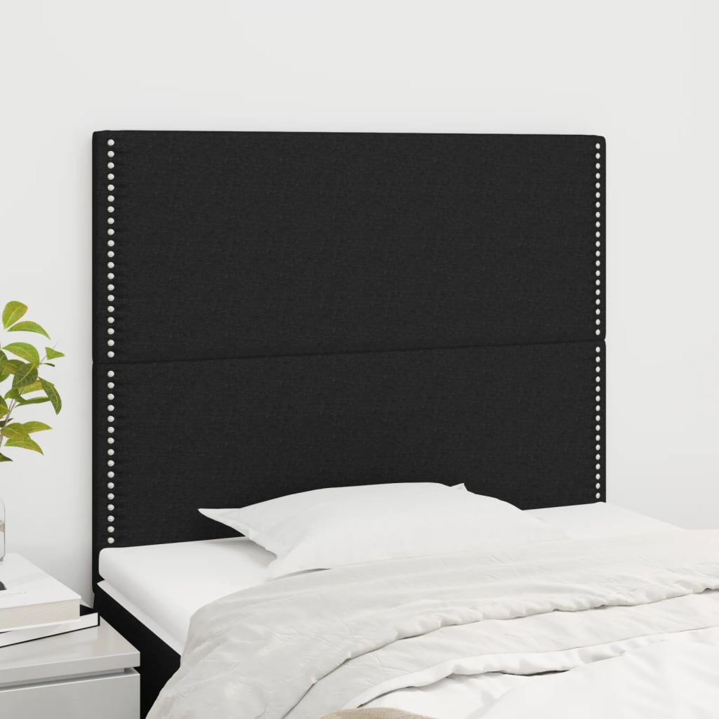 Čelo Postele 4 Ks Černé 90X5X78/88 Cm Textil Černá