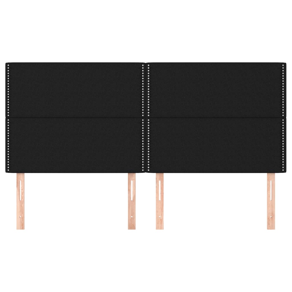 Čelo Postele 4 Ks Černé 90X5X78/88 Cm Textil Černá