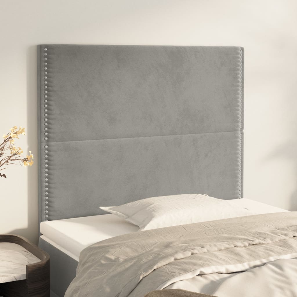 Čela Postele 160X5X78/88 Cm Samet Světle Šedá