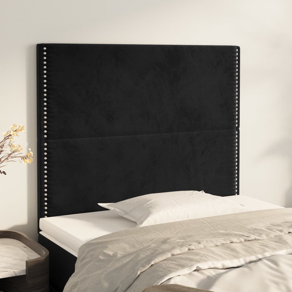 Čelo Postele 4 Ks Černé 100X5X78/88 Cm Samet Černá