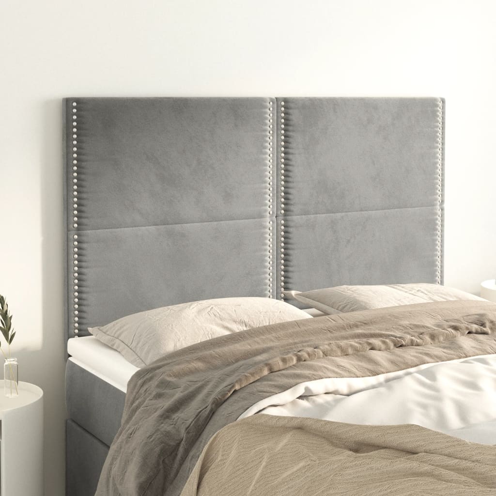 Čela Postele 160X5X78/88 Cm Samet Světle Šedá