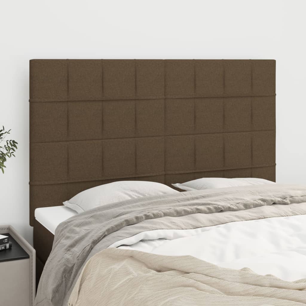 Čelo Postele 2 Ks Tmavě Hnědé 100X5X78/88 Cm Textil Tmavě Hnědá