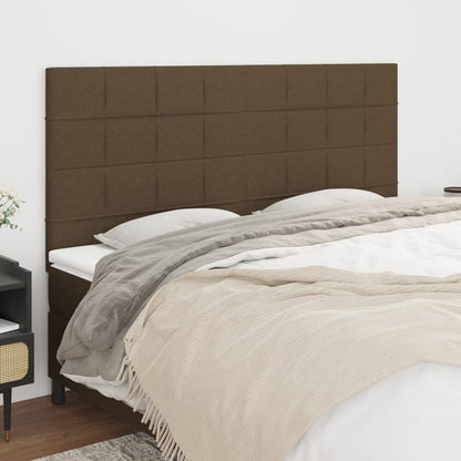 Čelo Postele 2 Ks Tmavě Hnědé 100X5X78/88 Cm Textil Tmavě Hnědá