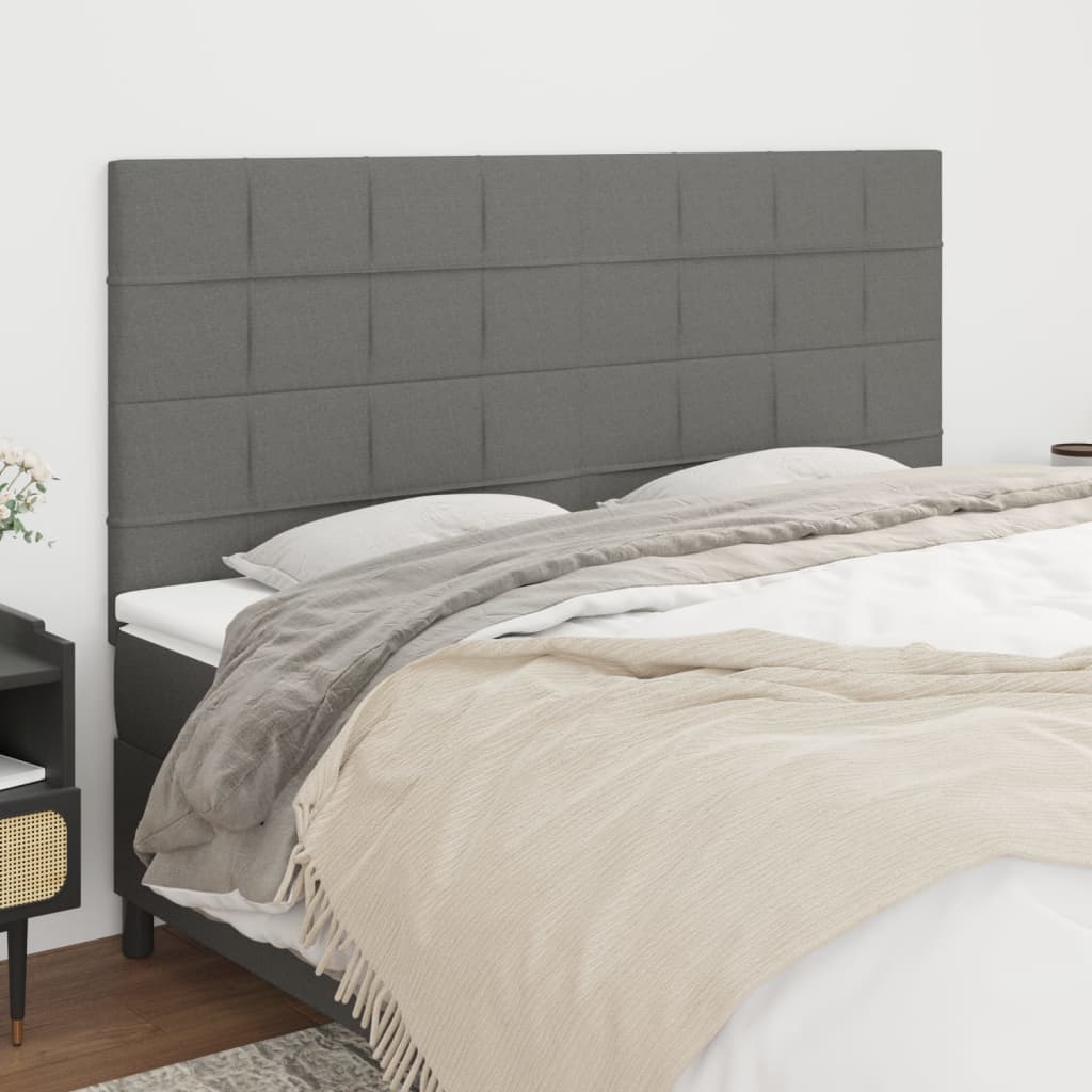 Čela Postele 4 Ks 72 X 5 X 78/88 Cm Textil Tmavě Šedá