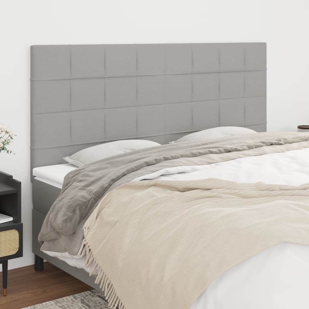 Čela Postele 2 Ks 80X5X78/88 Cm Textil Světle Šedá