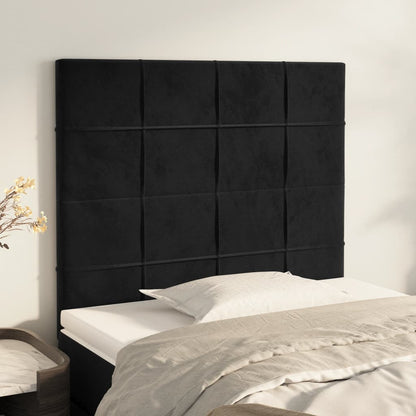 Čelo Postele 4 Ks Černé 100X5X78/88 Cm Samet Černá