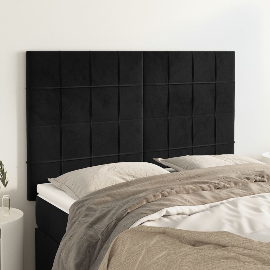 Čelo Postele 4 Ks Černé 100X5X78/88 Cm Samet Černá