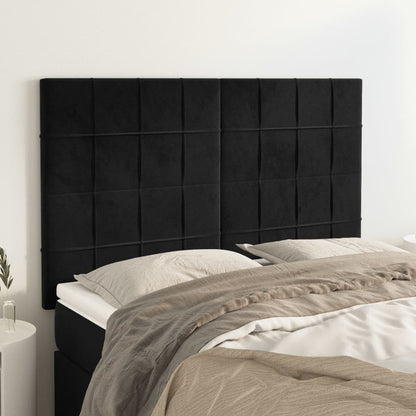 Čelo Postele 4 Ks Černé 100X5X78/88 Cm Samet Černá