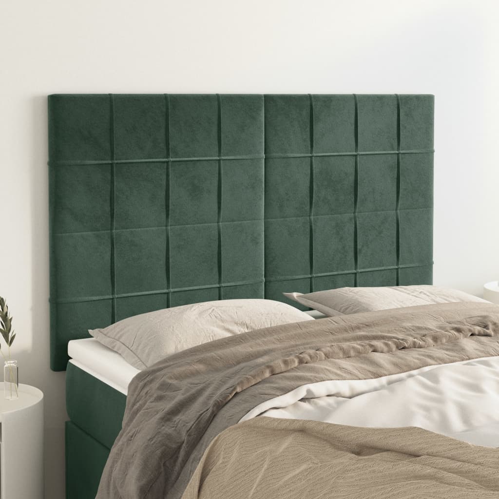 Čelo Postele 2 Ks Tmavě Zelené 80 X 5 X 78/88 Cm Samet Tmavě Zelená