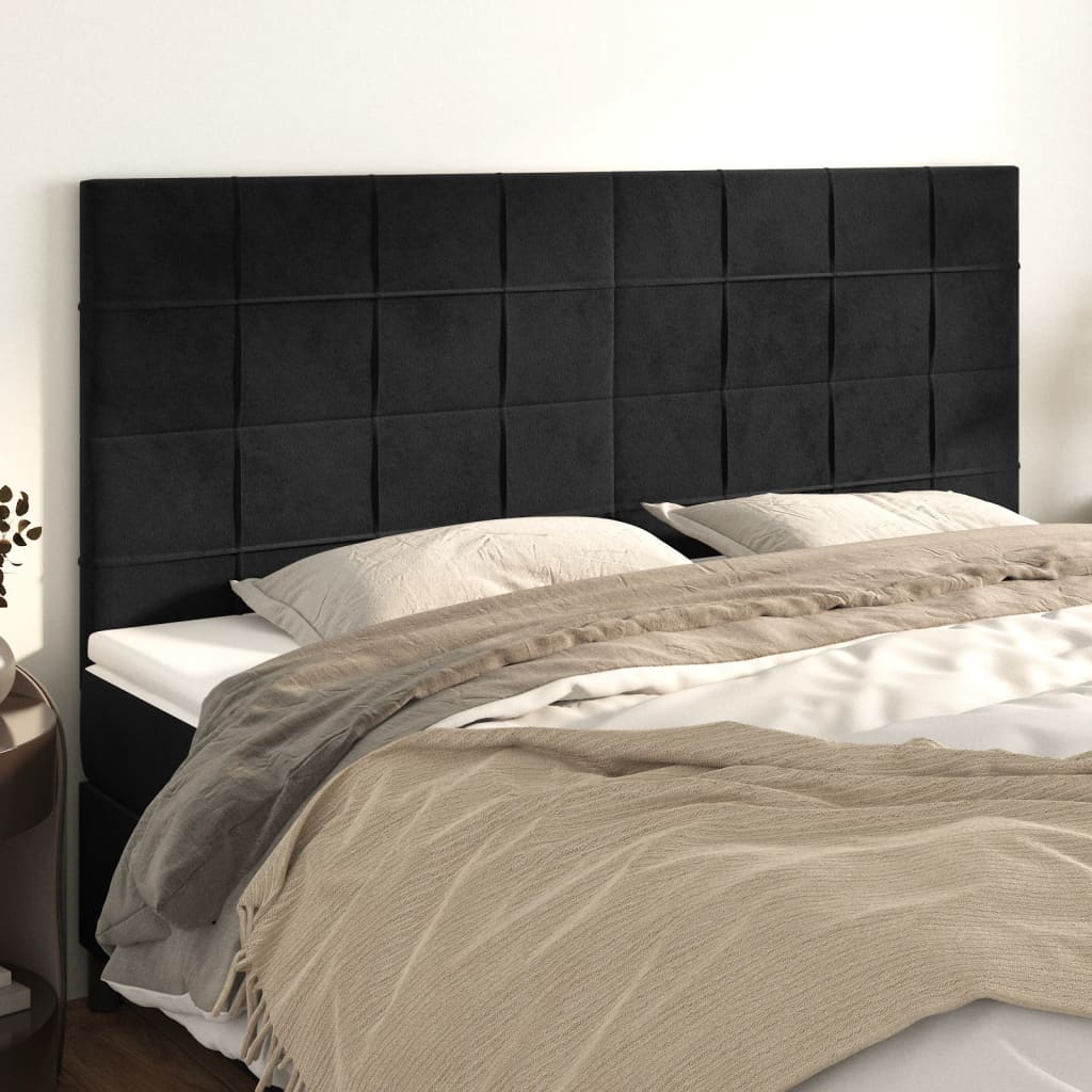 Čelo Postele 4 Ks Černé 100X5X78/88 Cm Samet Černá