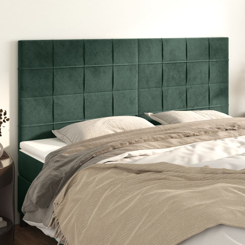 Čelo Postele 2 Ks Tmavě Zelené 80 X 5 X 78/88 Cm Samet Tmavě Zelená