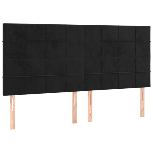 Čelo Postele 4 Ks Černé 100X5X78/88 Cm Samet Černá