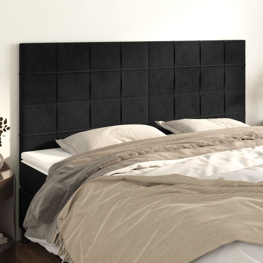Čelo Postele 4 Ks Černé 100X5X78/88 Cm Samet Černá