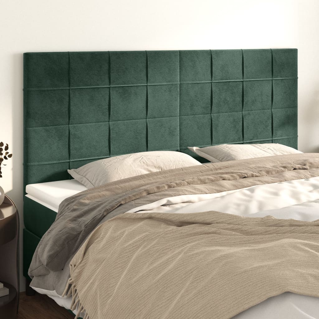 Čelo Postele 2 Ks Tmavě Zelené 80 X 5 X 78/88 Cm Samet Tmavě Zelená