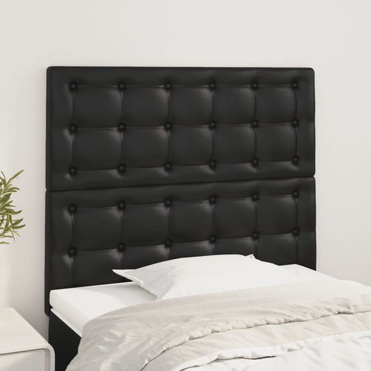 Čelo Postele 2 Ks Černé 100X5X78/88 Cm Umělá Kůže Černá