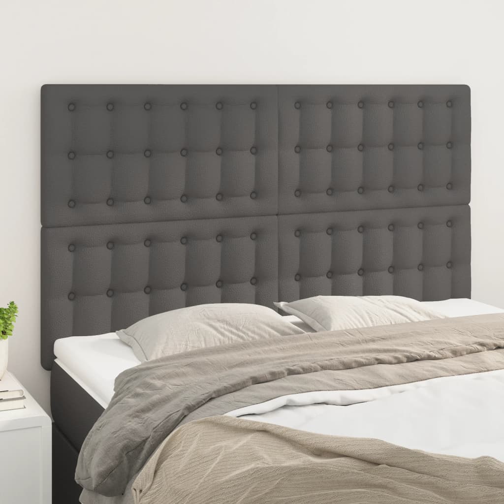 Čelo Postele 2 Ks Šedé 90X5X78/88 Cm Umělá Kůže Šedá