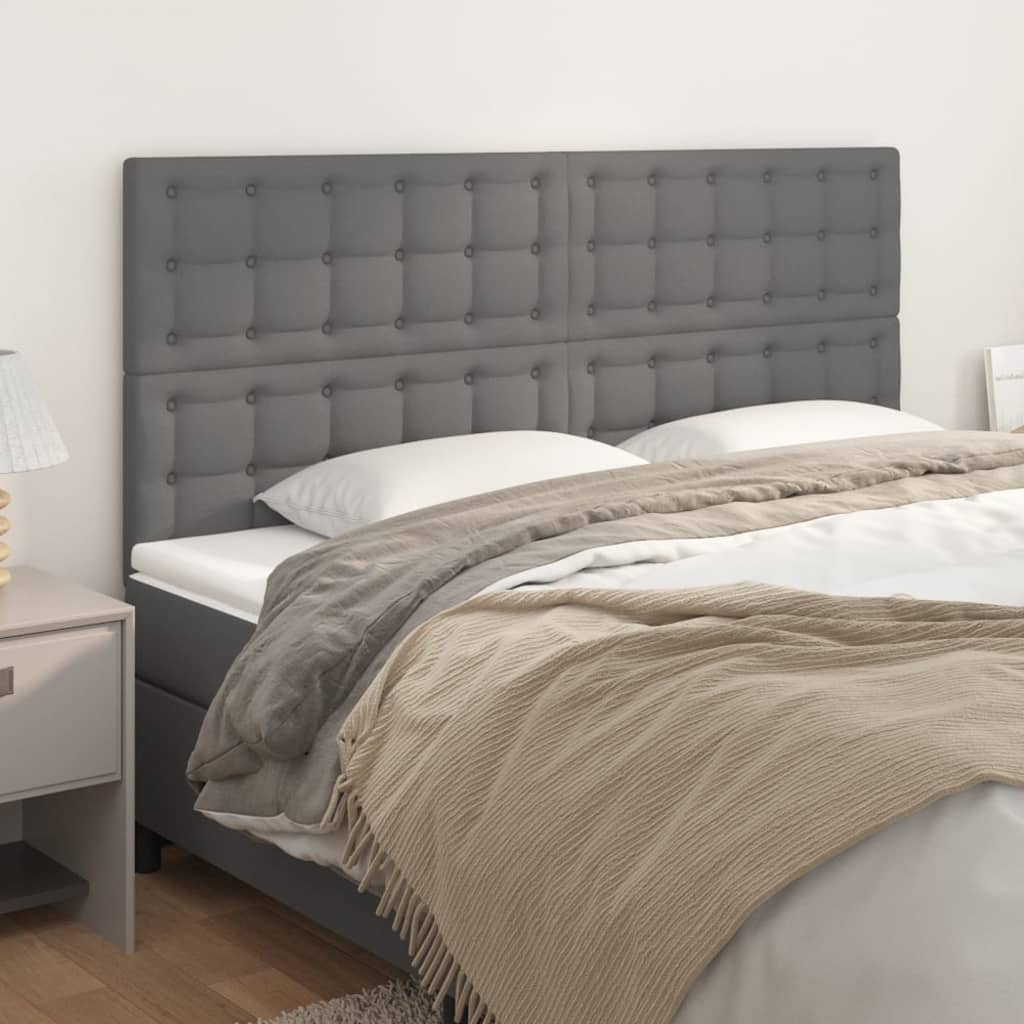 Čelo Postele 2 Ks Šedé 90X5X78/88 Cm Umělá Kůže Šedá