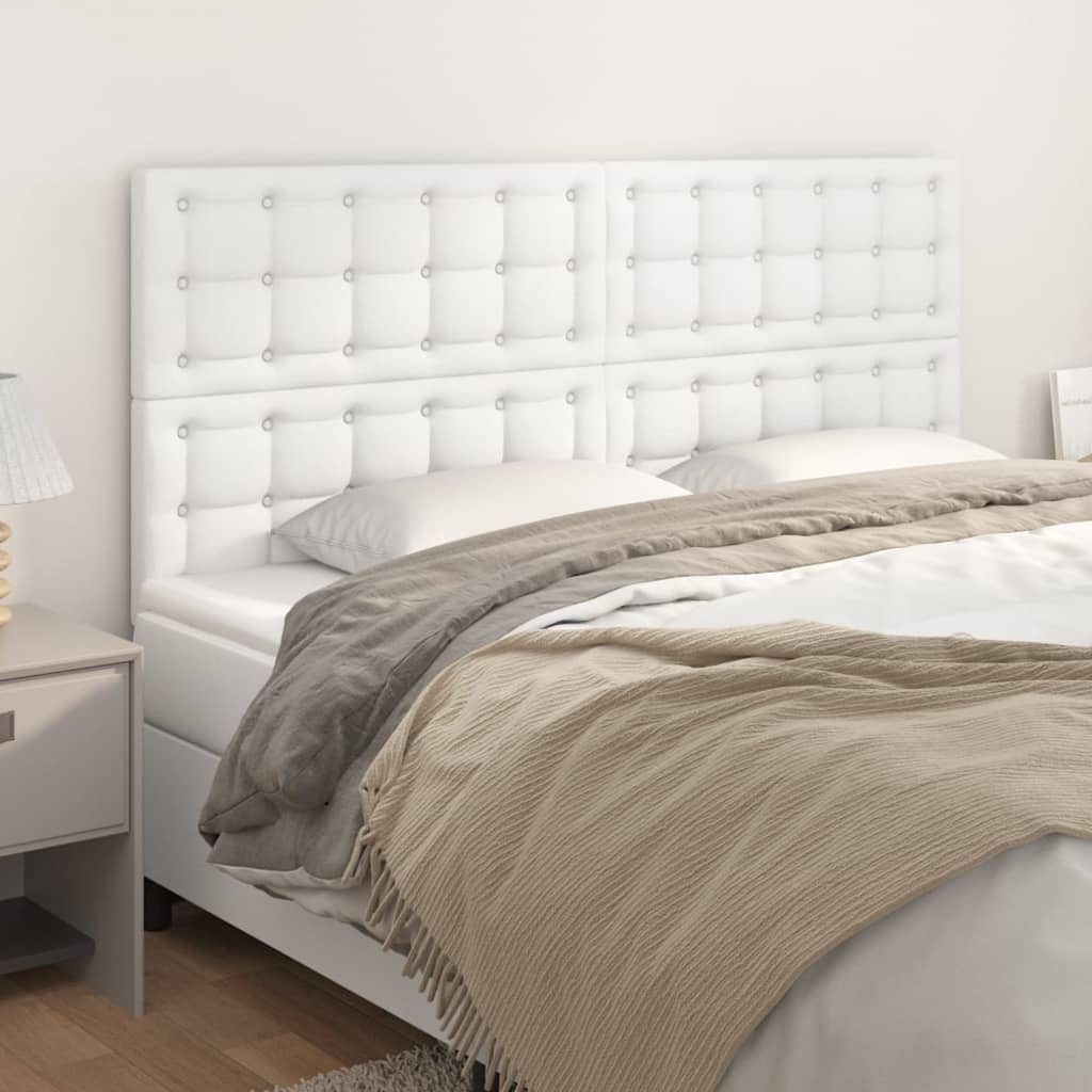Čela Postele 4 Ks 72 X 5 X 78/88 Cm Umělá Kůže Bílá