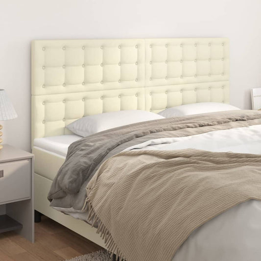 Čelo Postele Krémové 200X5X118/128 Cm Umělá Kůže