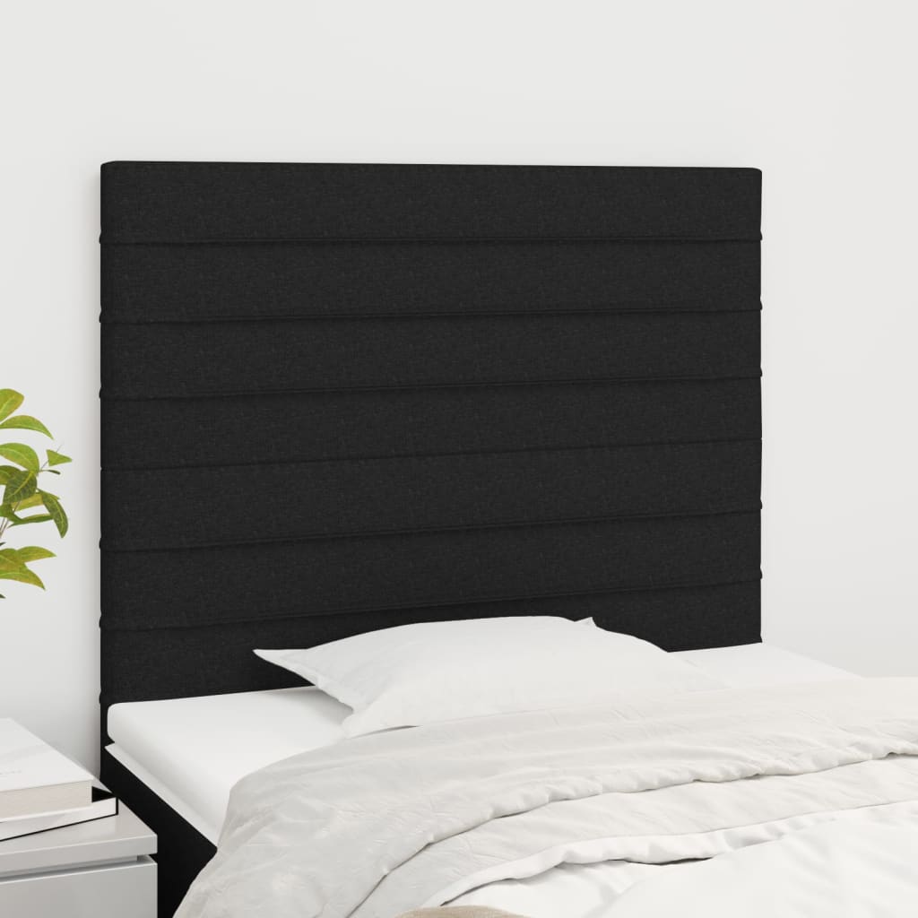 Čelo Postele 4 Ks Černé 100X5X78/88 Cm Textil Černá