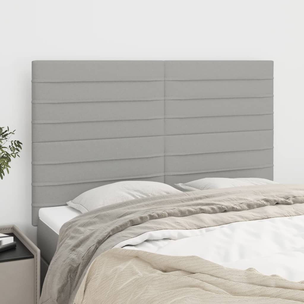 Čelo Postele 4 Ks Světle Šedé 100 X 5 X 78/88 Cm Samet Světle Šedá