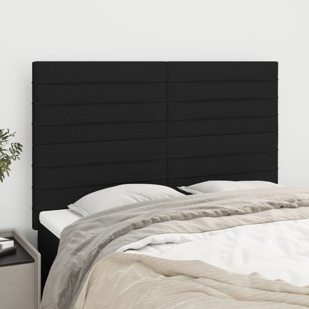 Čelo Postele 4 Ks Černé 100X5X78/88 Cm Textil Černá