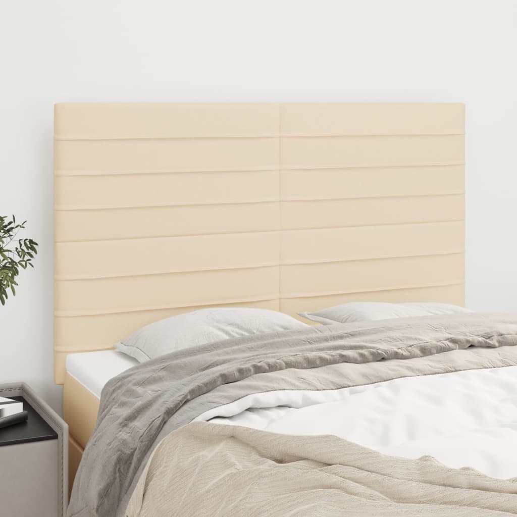 Čela Postele 4 Ks 72 X 5 X 78/88 Cm Textil Krémová