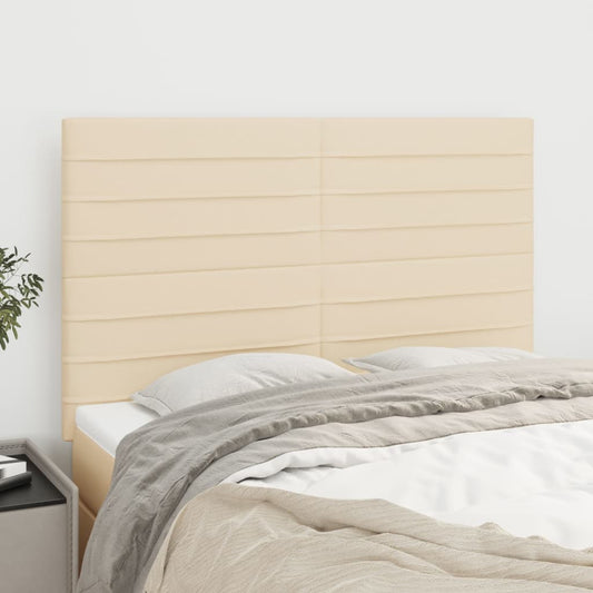 Čela Postele 4 Ks 72 X 5 X 78/88 Cm Textil Krémová