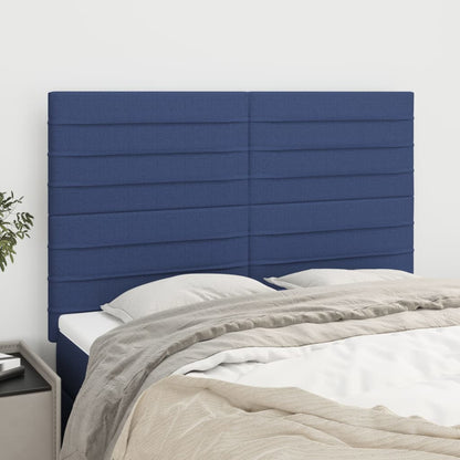 Čelo Postele 2 Ks Modré 100X5X78/88 Cm Textil Modrá