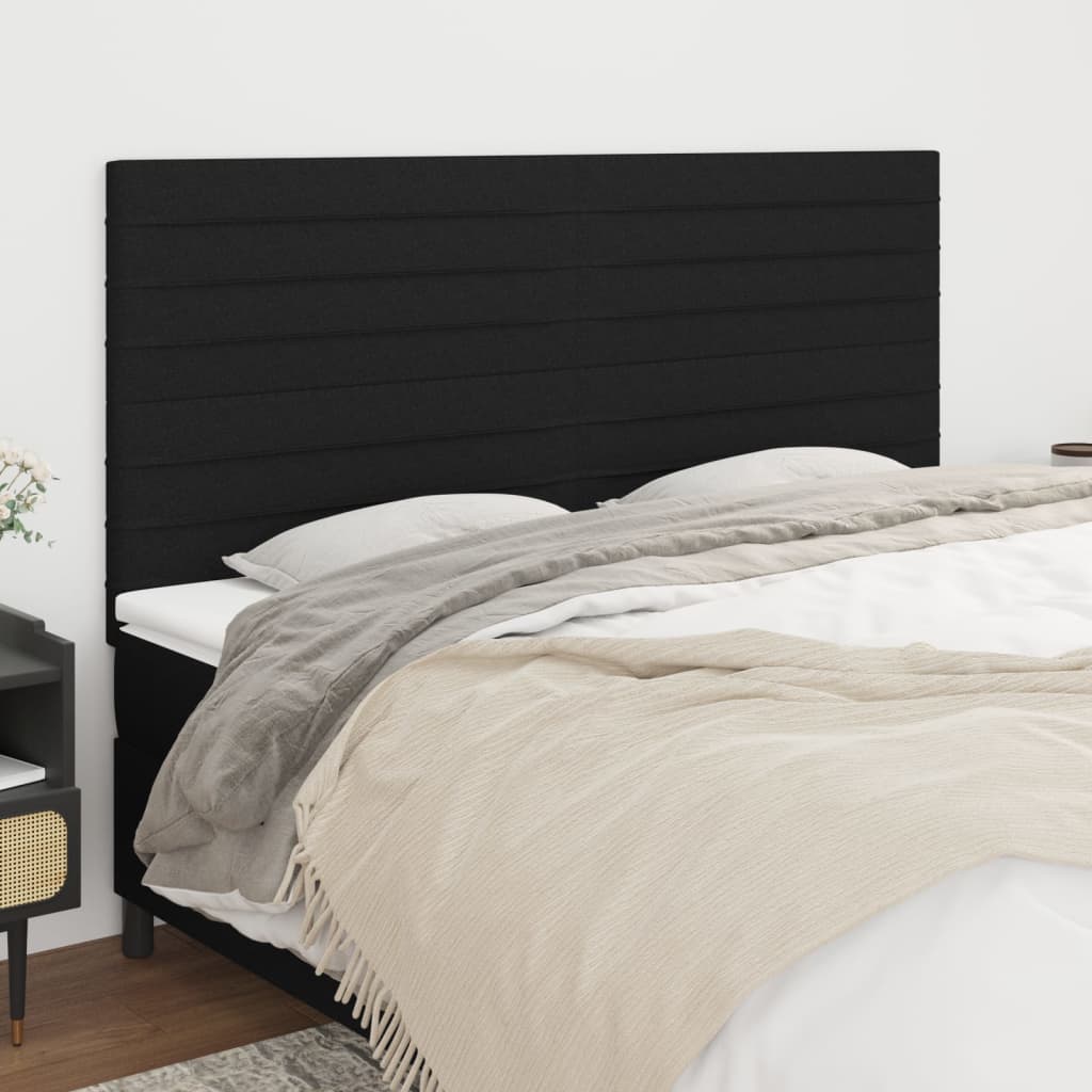 Čelo Postele 4 Ks Černé 100X5X78/88 Cm Textil Černá