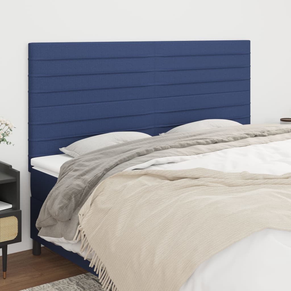 Čelo Postele 2 Ks Modré 100X5X78/88 Cm Textil Modrá