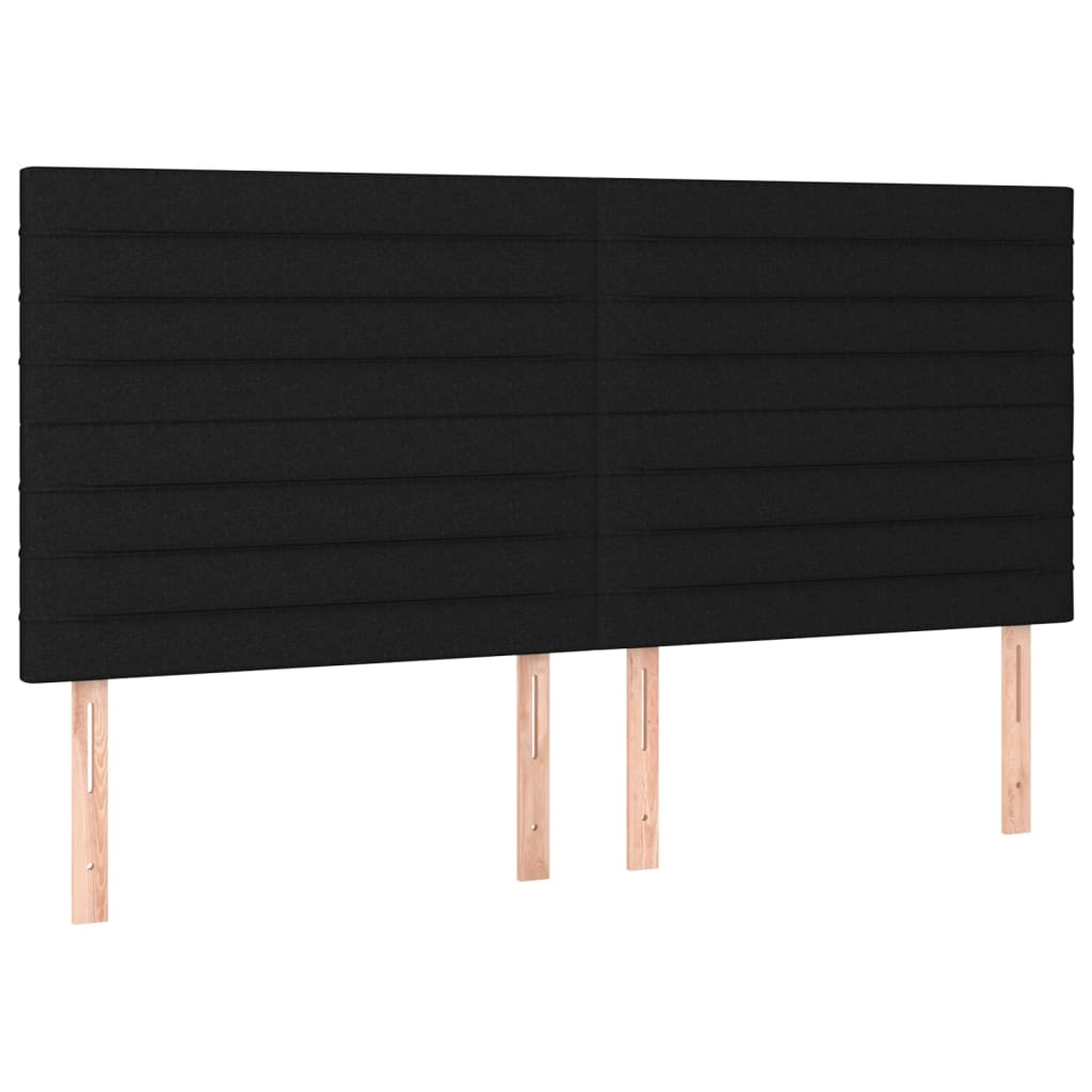 Čelo Postele 4 Ks Černé 100X5X78/88 Cm Textil Černá