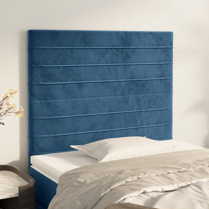 Čelo Postele Tmavě Modré 100X5X78/88 Cm Samet Tmavě Moddrá