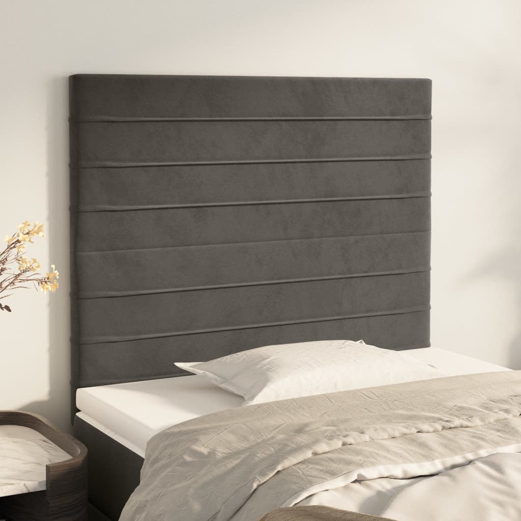 Čelo Postele 4 Ks Tmavě Šedé 100 X 5 X 78/88 Cm Samet Tmavě Šedá