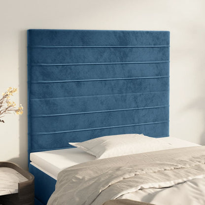 Čelo Postele Tmavě Modré 100X5X78/88 Cm Samet Tmavě Moddrá