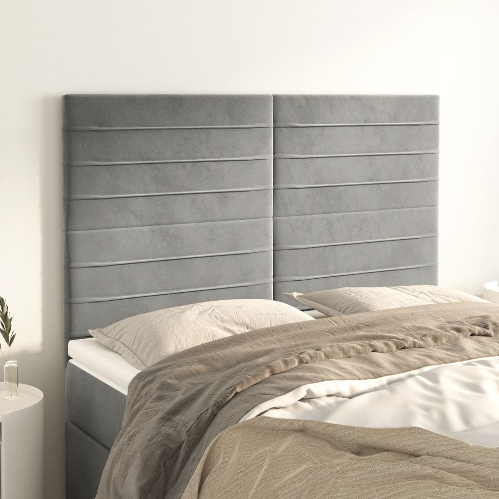Čela Postele 4 Ks 80X5X78/88 Cm Samet Světle Šedá