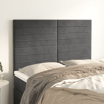 Čelo Postele 4 Ks Tmavě Šedé 100 X 5 X 78/88 Cm Samet Tmavě Šedá