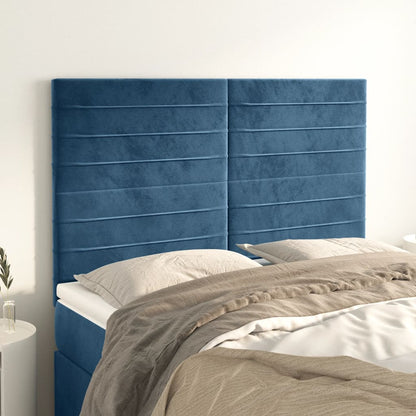 Čelo Postele Tmavě Modré 100X5X78/88 Cm Samet Tmavě Moddrá