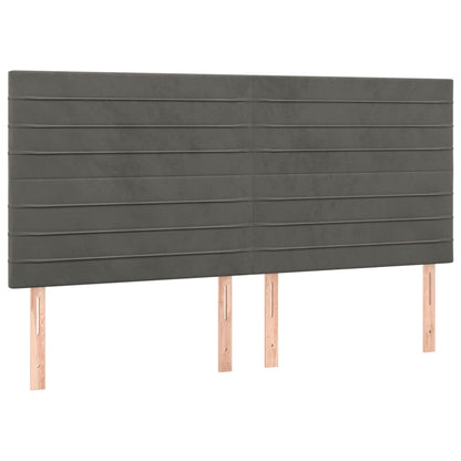 Čelo Postele 4 Ks Tmavě Šedé 100 X 5 X 78/88 Cm Samet Tmavě Šedá