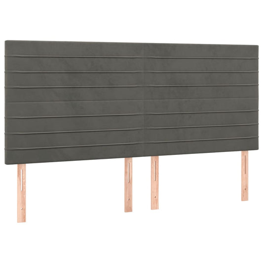 Čelo Postele 4 Ks Tmavě Šedé 100 X 5 X 78/88 Cm Samet Tmavě Šedá