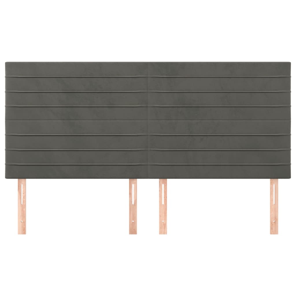 Čelo Postele 4 Ks Tmavě Šedé 100 X 5 X 78/88 Cm Samet Tmavě Šedá