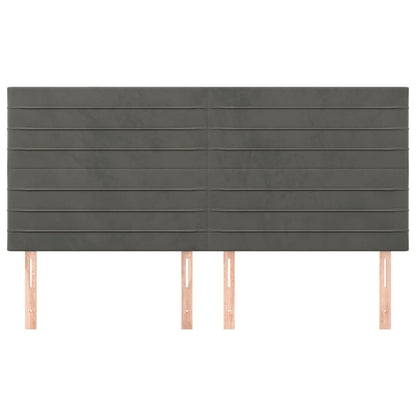 Čelo Postele 4 Ks Tmavě Šedé 100 X 5 X 78/88 Cm Samet Tmavě Šedá