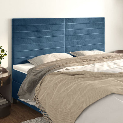 Čelo Postele Tmavě Modré 100X5X78/88 Cm Samet Tmavě Moddrá